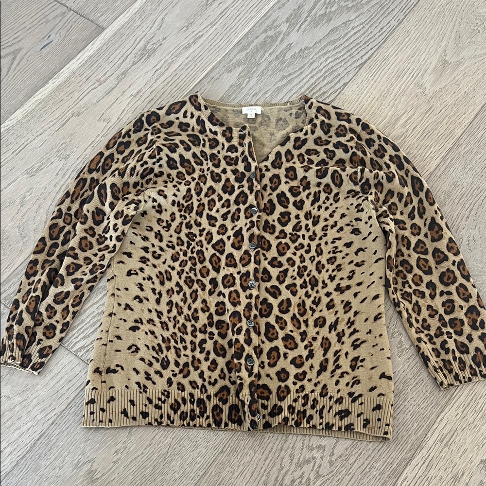 J. Crew Factory Animal Print Cardigan - Tan and Black